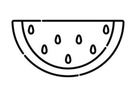 Stück von Wassermelone schwarz und Weiß Vektor Linie Symbol