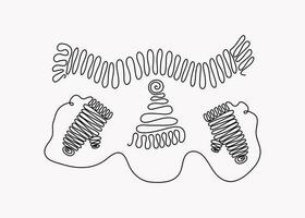 Stricken, Kleidung. Stricken, Kunsthandwerk, Hobbys. Linie Kunst. Vektor Illustration auf Weiß isoliert Hintergrund.