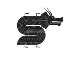 abstrakt geometrisch Chinesisch Drachen Tierkreis schwarz Symbol. asiatisch heilig Bauhaus Stil modern gestalten Symbol Design von Güte und Leistung. japanisch uralt Tier Vektor eps isoliert Illustration