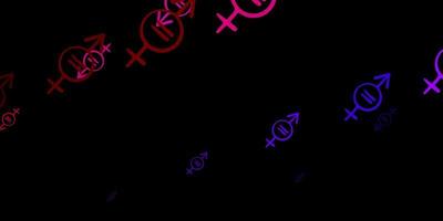 dunkelblauer roter Vektorhintergrund mit Frauenmachtsymbolen vektor