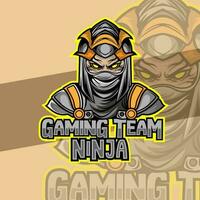 Ninja im Maske Esport Logo Maskottchen Design Emblem Maskottchen zum Sport Team. Konzept Stil zum Abzeichen, Emblem und T-Shirt Drucken. wütend Ninja Illustration zum Sport und Esport Team. vektor