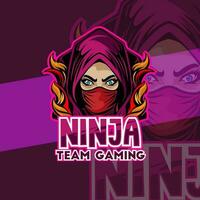 ninja i mask esport logotyp maskot design emblem maskot för sport team. begrepp stil för bricka, emblem och tshirt utskrift. arg ninja illustration för sport och esport team. vektor