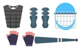 element av baseboll stoppare sportkläder och batter baseboll för konkurrens logotyp vektor