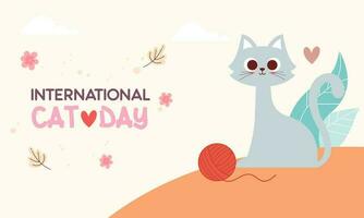 platt internationell katt dag bakgrund vektor