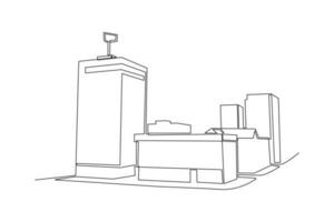 Single einer Linie Zeichnung modern Stadt Horizont. Stadt Konzept. kontinuierlich Linie zeichnen Design Grafik Vektor Illustration.