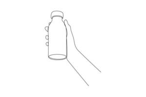 kontinuerlig ett linje teckning förpackning flaska begrepp. enda linje dra design vektor grafisk illustration.