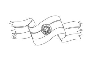 kontinuierlich einer Linie Zeichnung 15 .. August Indien glücklich Unabhängigkeit Tag Konzept. Single Linie zeichnen Design Vektor Grafik Illustration.