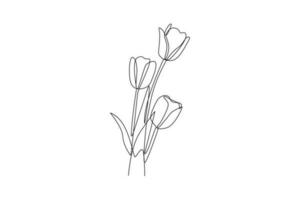 kontinuierlich einer Linie Zeichnung eingetopft Pflanzen und Blumen zum das Innere. Innere Konzept. Single Linie zeichnen Design Vektor Grafik Illustration.