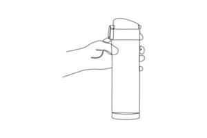 kontinuierlich einer Linie Zeichnung Verpackung Flasche Konzept. Single Linie zeichnen Design Vektor Grafik Illustration.