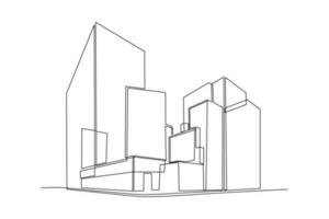 Single einer Linie Zeichnung modern Stadt Horizont. Stadt Konzept. kontinuierlich Linie zeichnen Design Grafik Vektor Illustration.