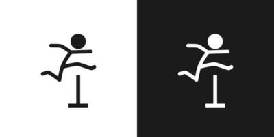 Hürde Rennen Symbol Piktogramm Vektor Design. Stock Zahl Mann Hürde Athlet Vektor Symbol Zeichen Symbol Piktogramm