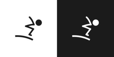 Tauchen Symbol Piktogramm Vektor Design. Stock Zahl Mann Tauchen Athlet auf das Tauchen Tafel vorbereiten zu springen und tauchen Vektor Symbol Zeichen Symbol Piktogramm. Wasser Sport Konzept
