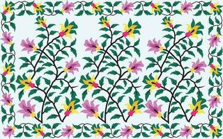 vektor illustration av en sömlös blommig mönster med tantuja textil- skriva ut design. blomma löv, blommig buketter, teckning illustration