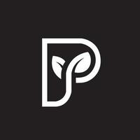brev p med blad logotyp design vektor