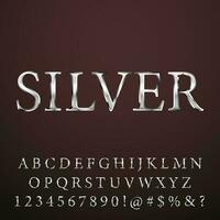 silver- stål medeltida klassisk fantasi 3d text font alfabet effekt samling uppsättning vektor