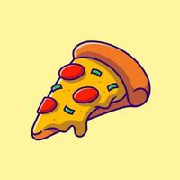 Pizza geschmolzen Karikatur Vektor Symbol Illustration. Essen Symbol Konzept isoliert Prämie Vektor. eben Karikatur Stil