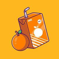 Orange Saft Box Karikatur Vektor Symbol Illustration. Essen und trinken Symbol Konzept isoliert Prämie Vektor. eben Karikatur Stil