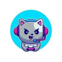 söt katt gaming tecknad serie vektor ikon illustration. djur- teknologi ikon begrepp isolerat premie vektor. platt tecknad serie stil