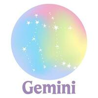 zodiaken tecken på en holografiska lutning bakgrund. astro horoskop. konstellation gemini. stock vektor illustration