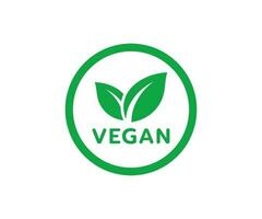 vegan Essen Symbol. organisch, bio, Öko Symbole. runden Grün Vektor Illustration mit Blätter zum Aufkleber, Etiketten, und Logos