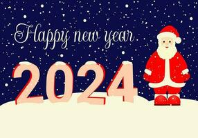 Vektor Illustration. Vorlage von ein Postkarte zum das Neu Jahr 2024 mit Santa claus