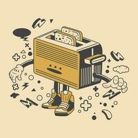 retro Toaster Karikatur Charakter Vektor Illustration