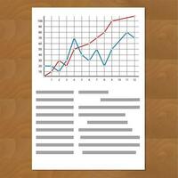 statistik jämförande Graf kurvor. dokumentera papper med Färg linje, årlig tidslinje vinst info, vektor illustration