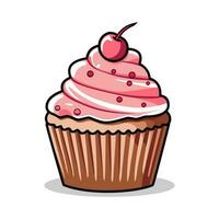 Süss Kirsche Cupcake Vektor Illustration