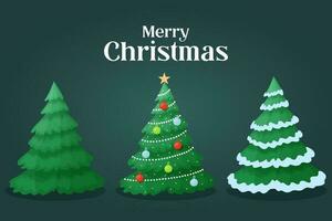 einstellen Weihnachten Bäume, mit Schnee, dekoriert Weihnachten Bäume, Weihnachten, Vektor Illustration
