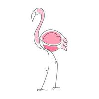 Flamingo tropisch Vogel Logo Design kontinuierlich Linie Kunst mit Rosa Formen vektor