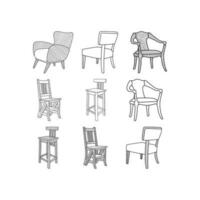 uppsättning av stol möbel samling ikon linje konst design, översikt vektor design illustration mall, lämplig för din företag