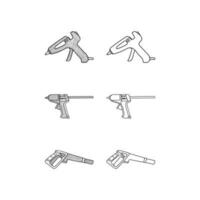 uppsättning av pistol ikon samling design linje konst stil, årgång logotyp illustration design mall, modern enkel minimalistisk vektor begrepp.