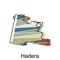 hadera Karta ikon vektor illustration, Karta är markerad på de Israel Land, illustration design mall