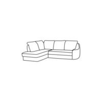 Innere Logo Grafik Vektor Design mit Sofa Linie, Illustration Vektor Vorlage