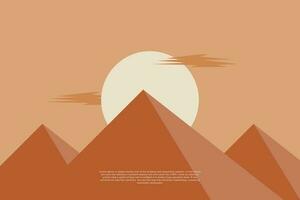 Illustration von ein minimalistisch Landschaft mit ein horizontal Aussicht von ein Berg, Mond und Wolke, geeignet zum Mauer Kunst usw. eben Design Stil. Digital Zeichnung vektor