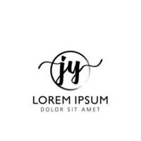 brev jy första handstil logotyp med signatur och hand dragen stil. vektor