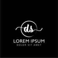 brev ds första handstil logotyp med signatur och hand dragen stil. vektor