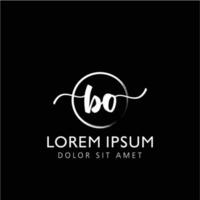 brev bo första handstil logotyp med signatur och hand dragen stil. vektor