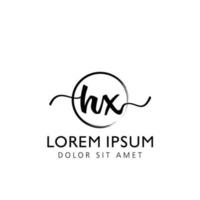 brev hx första handstil logotyp med signatur och hand dragen stil. vektor