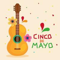 cinco de mayo affisch med gitarr och dekor vektor