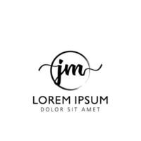 brev jm första handstil logotyp med signatur och hand dragen stil. vektor