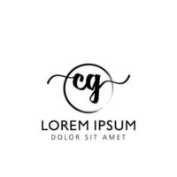 brev cg första handstil logotyp med signatur och hand dragen stil. vektor