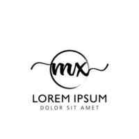 brev mx första handstil logotyp med signatur och hand dragen stil. vektor