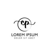 brev cp första handstil logotyp med signatur och hand dragen stil. vektor