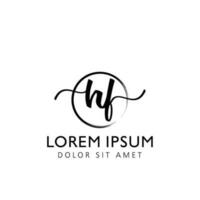 brev hf första handstil logotyp med signatur och hand dragen stil. vektor