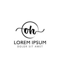 brev åh första handstil logotyp med signatur och hand dragen stil. vektor