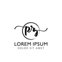 brev pz första handstil logotyp med signatur och hand dragen stil. vektor