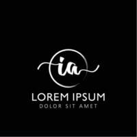 brev ia första handstil logotyp med signatur och hand dragen stil. vektor