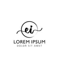 brev ei första handstil logotyp med signatur och hand dragen stil. vektor