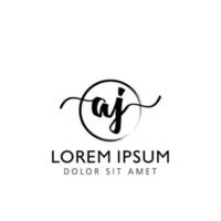 brev aj första handstil logotyp med signatur och hand dragen stil. vektor